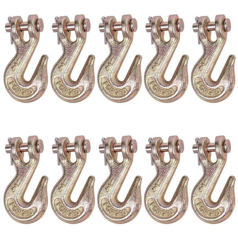 Lechansen 1/4" G80 Grab Hook, 10 Pack 1/4" Grade 80 Clevis Grab Hook Heavy Duty, G80 Tow Hook 1/4inch Chain Hook for Transport Chain, Trailer Safety Chain, Load Binder, 3,300 Lbs Working Load Limit - Image 1